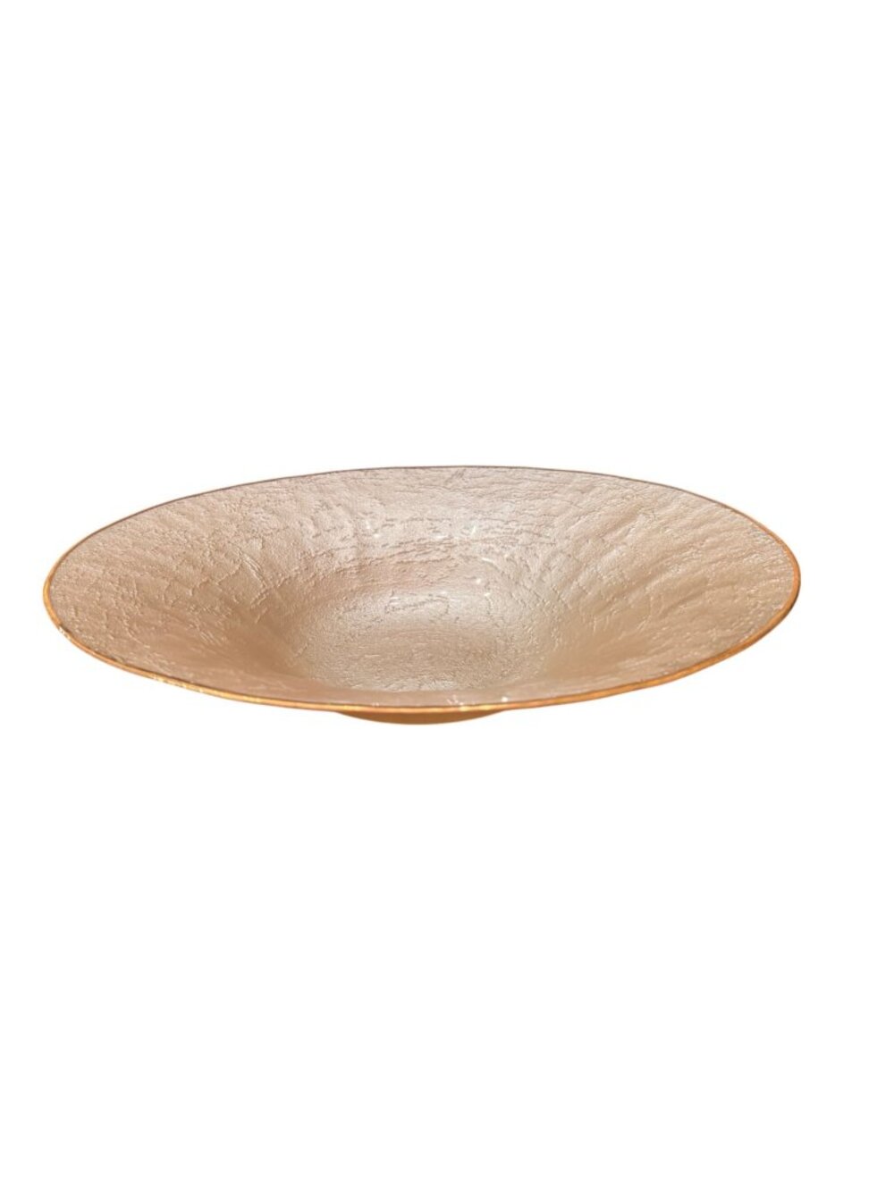 Vietri Metallic Glass Pearl Centerpiece Bowl 19.5” Textured Gold Rim Decor - NEW